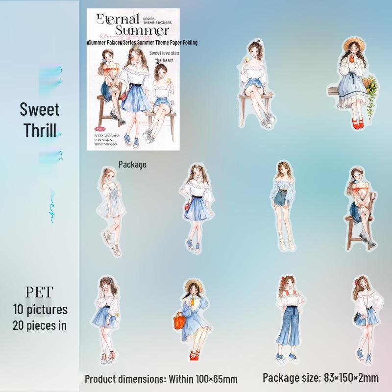 Ketchup Girl PET Sticker Pack: Midsummer Light Years Series - 6 Summer Beach Scenery Styles
