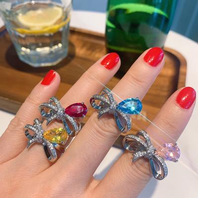 Bague en Simili Bijoux Forme Poire Bijoux de Célébrité Couleur Anneau Trésor