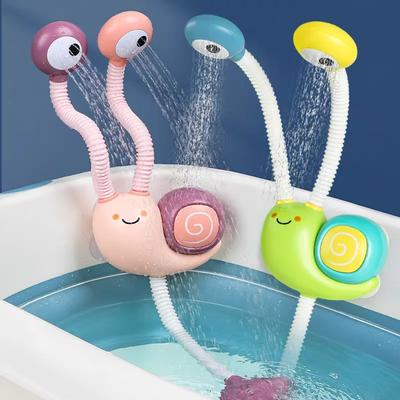 Automatic Snail Water Pump with 2 Bath Shower Head Toys, Kids Baby Water Toys Bathtub Toys for Toddler Child Gift No Battery