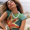 Retro Boho Round Bead Choker Colorful Plastic Beaded Handmade Knot Rope Necklace for Summer Beach Travel Wear