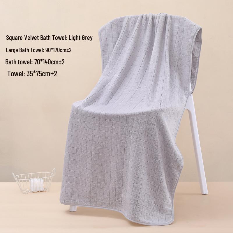 Coral Fleece Quick-Dry Large Bath Towel: Absorbent, Thickened Pineapple Grid Design for Beach, Swimming, or Beauty Salon.