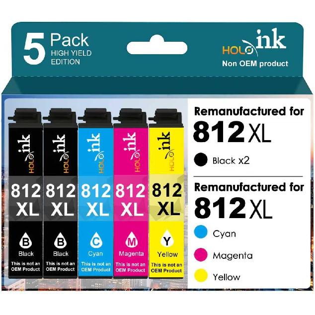 HOINKLO for 812xl Remanufactured for Epson 812XL Ink Cartridges Combo Pack 812xl Works with Workforce Pro WF-7310 WF-7820 WF-7840, Workforce EC-C7000