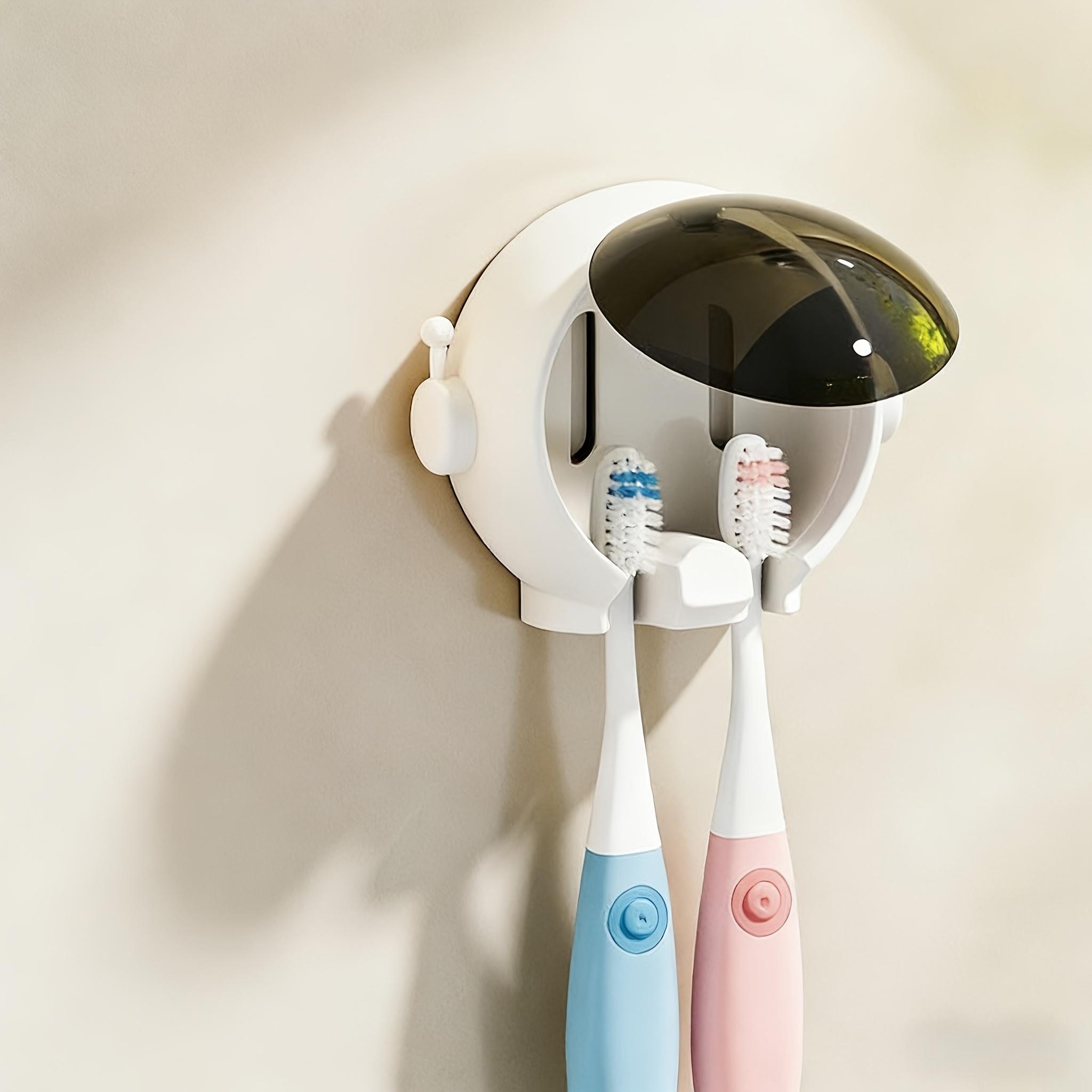 1Pc Cartoon Toothbrush Holder, Wall Mounted Bathroom Storage Rack, No Drill Adhesive for Electric Toothbrush белый