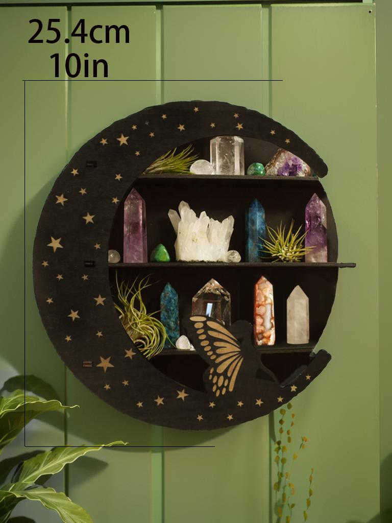 1 pc Black snake butterfly 3-tier Floating wall shelf crystal shelf display storage rack Ledge Suitable for placing stone candle