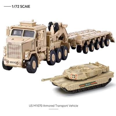 Non-Toxic 1/72 Military Model Us Army M1070 Tank Transporter + M1A2 Abrams Main Battle Tank Ah-64 Apache Copter Fighter Collection Toy