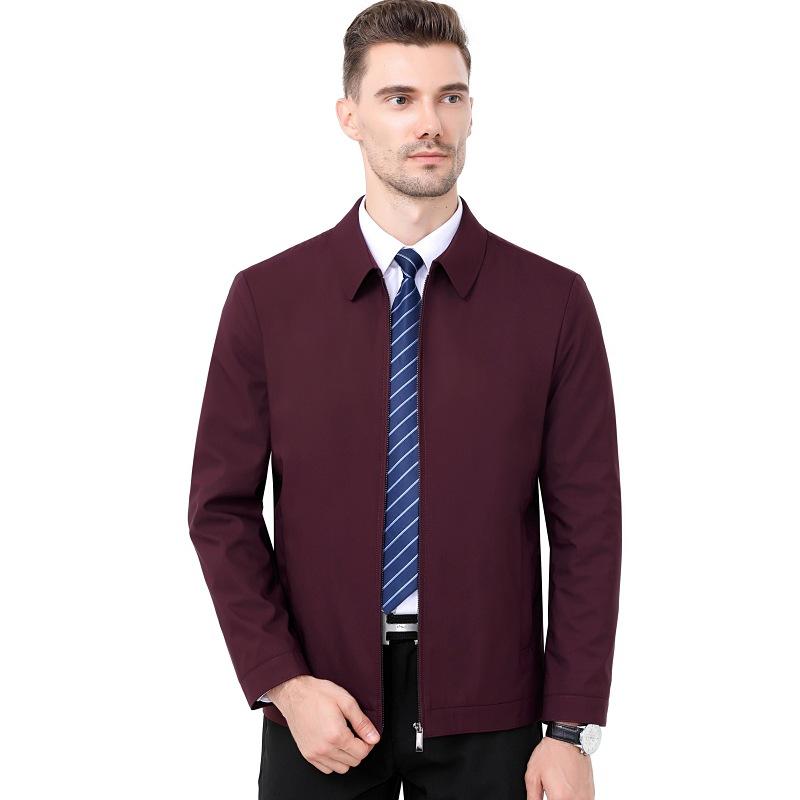 Middle-aged Men's Spring and Autumn Lapel Jackets, Middle-aged and Elderly Daddy Mulberry Silk Jackets, Men's Business Casual Thin Tops