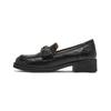 Augustine black loafers women's 2025 new spring and summer platform camellia British style retro small leather shoes