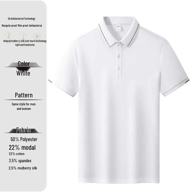 Unisex Summer Breathable Short Sleeve Polo Shirt with Turn-Down Collar for Corporate Group Customization