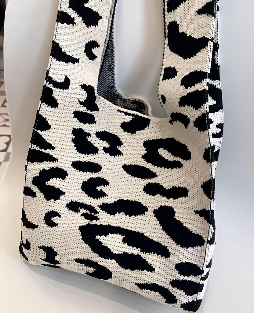 Leopard Print Mini Mini Tote Small Knit [Liberte555] Bag, Bag, Ladies' Bag, Bag, (leopard Print)