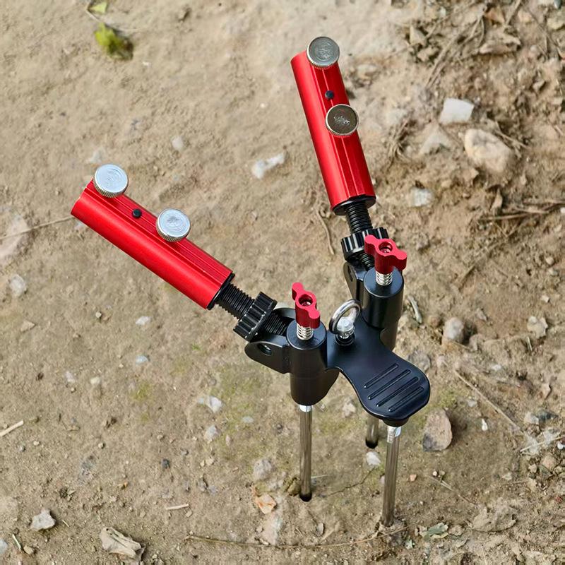 Universal Double Rod Ground Spike Fishing Rod Holder Tripod