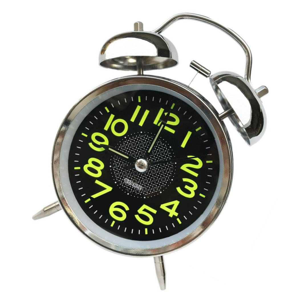 Sveglia a Doppia Campana da 4 Pollici con Retroilluminazione Quadrante Luminoso Silenziosa a Batteria Sveglie per