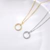 Fine Jewelry Necklaces 925 Sterling Silver Diamond Necklace Round Circle Zircon Pendant Gold Plated Necklace for Women