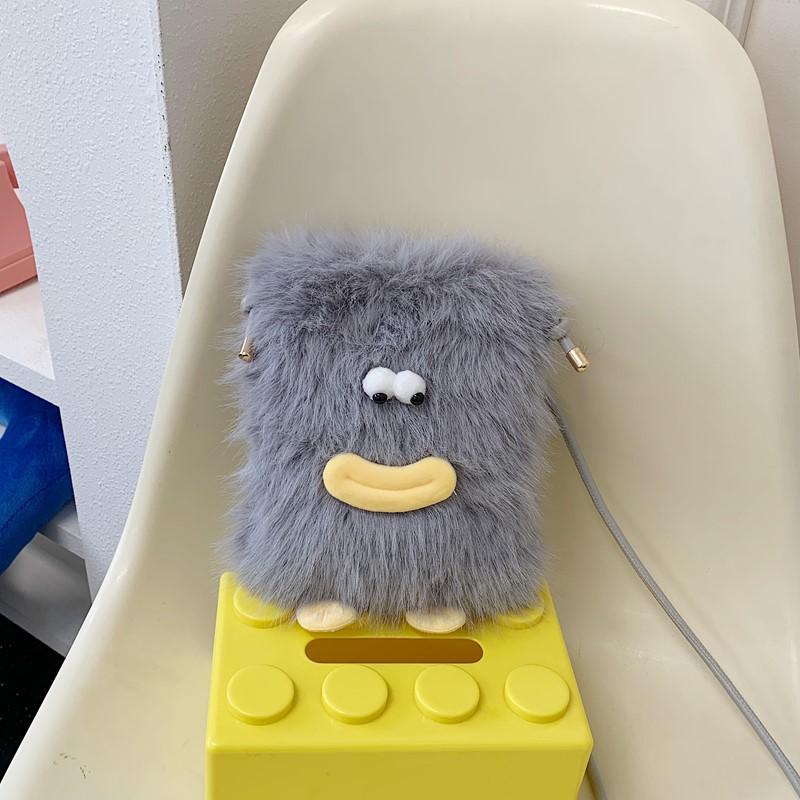 2025 Herbst/Winter Trendige Cartoon Fell Umhänge- & Handytasche – Flauschige Handtasche für Damen