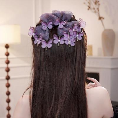 Elegant Butterfly Hairgrips Vintage Shark Clip Fashion Bow Mesh Hair Claw  Daily Use