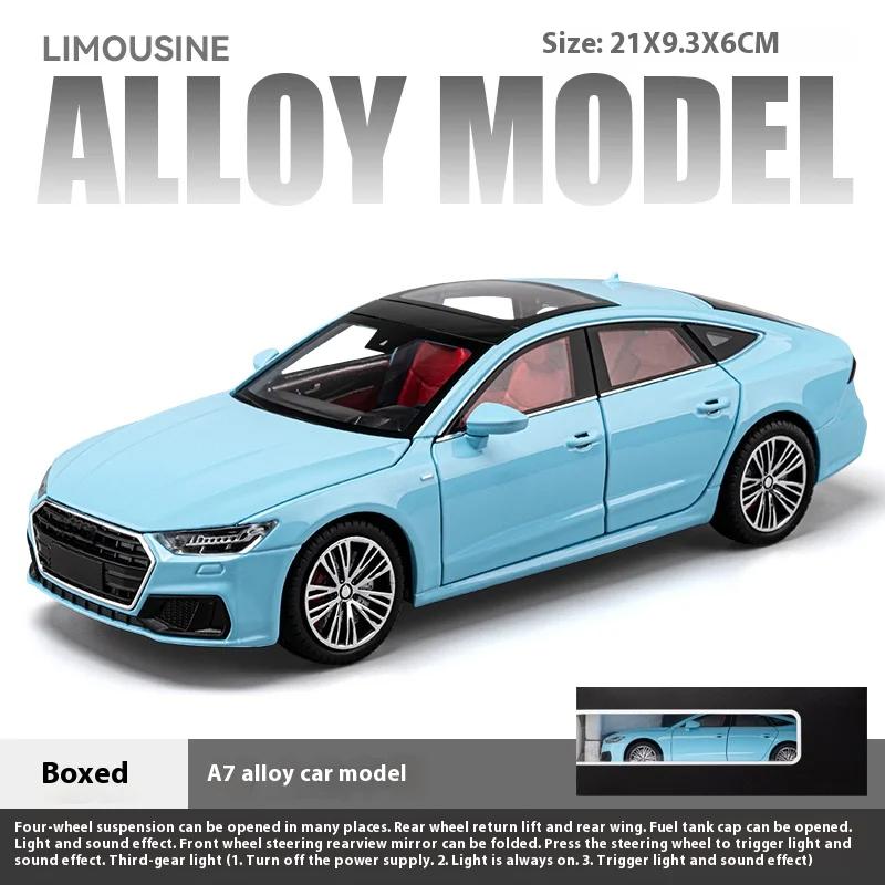 1/24 Scale A7 Limousine Alloy Diecast Model Car Sound & Light Toy for Kid Birthday Gift Box with Children Festival Present