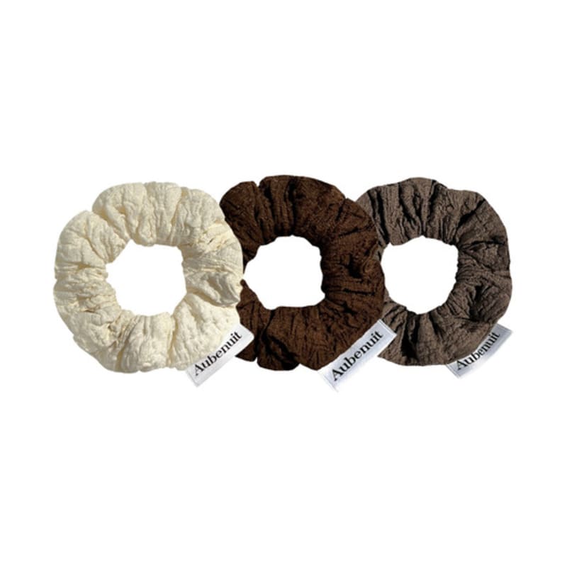 Aube Nuit Obnuit New Wrinkle Cacao Gray Hair Scrunchie S