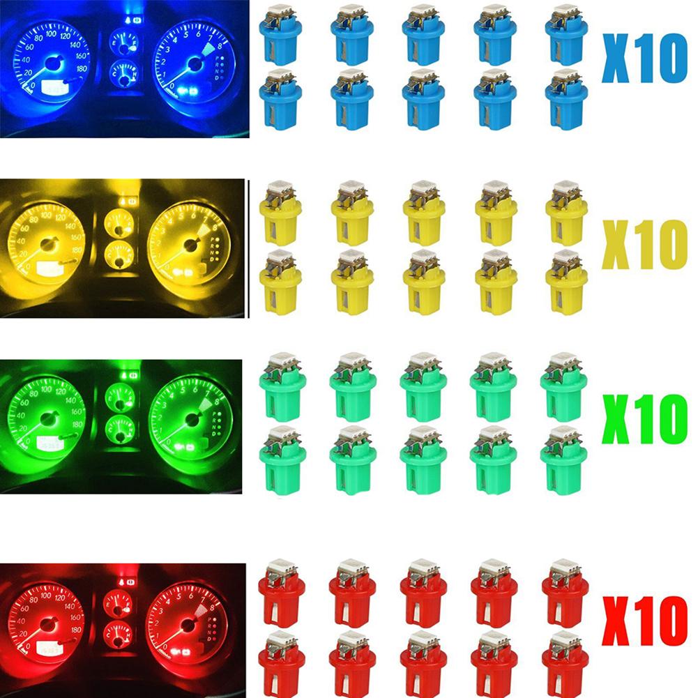 10Pcs T5 B8.5d LED Light Car Dashboard Speed Lights Bulb Cars Interior Lamp Accessories Dashboard Side Switch Lamps 12V 6000K