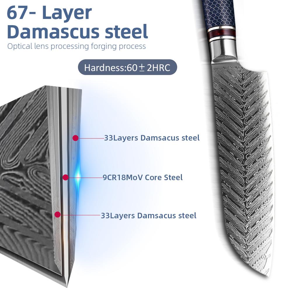 Damascus Kitchen Knife Santoku Knife Small Kitchen Knife Chef Knife Meat Cleaver Fruit Paring Cooking Knife Gift Knife