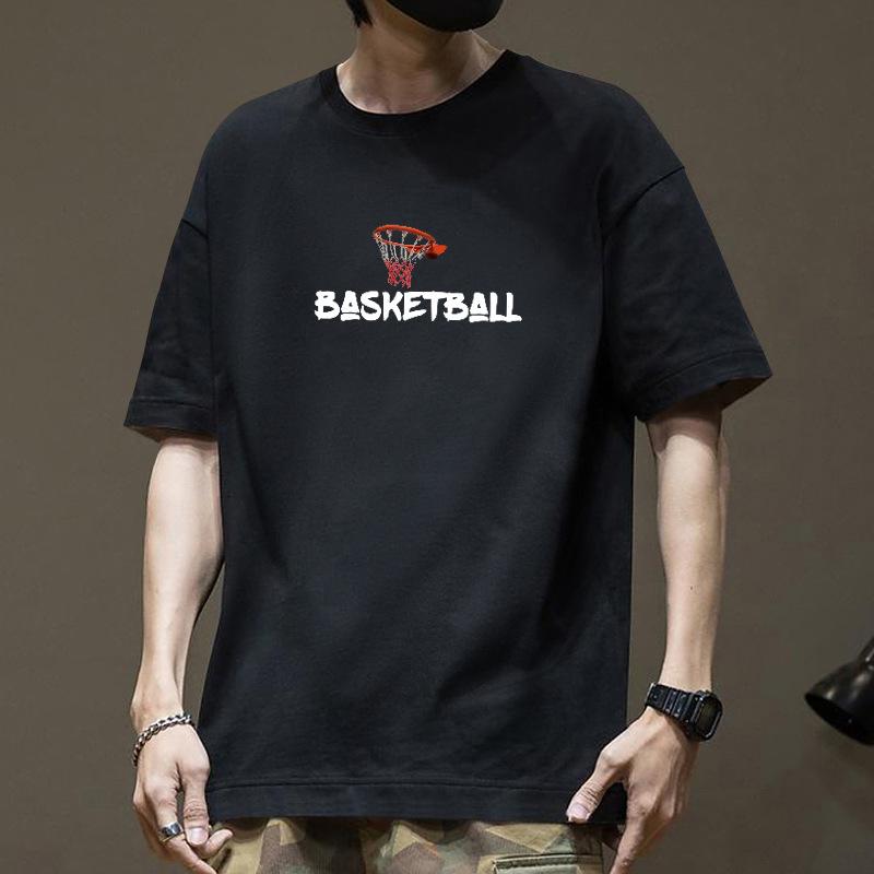 Bomulls T-shirt med Korta Ärmar Herr Sommar Trendig Tryckt Rundhalsad Skjorta Lös Trendig Andningsbar T-shirts