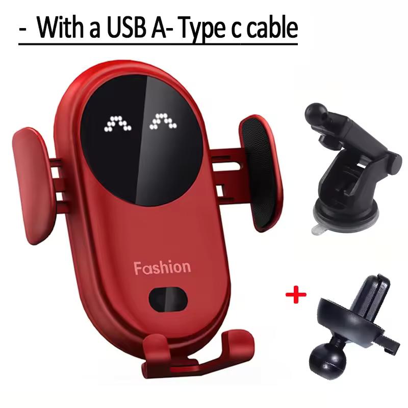 

30W Car Wireless Charger Auto Mount Phone Holder Sucker Support For iPhone 14 13 Pro Max Samsung Xiaomi Redmi Infrared Induction красный