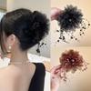 Elegant Mesh Flower Hair Clip For Women Elegant Pearl Tassel Shark Clip Girl Ponytail Clip Hair Accessories