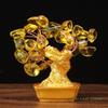 19cm 14cm Delicate Yellow Crystal Money Tree Ornament Home Office Shop Feng Shui Art Decoration Tabletop Lucky Wealth Tree