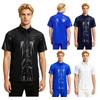 Cămașă Impermeabilă pentru Bărbați Top cu Mânecă Scurtă Buton frontal Guler Aspect Umed Tricou Îmbrăcăminte de Club Îmbrăcăminte de Plajă