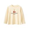 Trendy Children's Clothing Korean Style Long-Sleeve T-Shirt for Older Kids, Autumn Girls' Pure Cotton Base Shirt with Cherry Print Ins