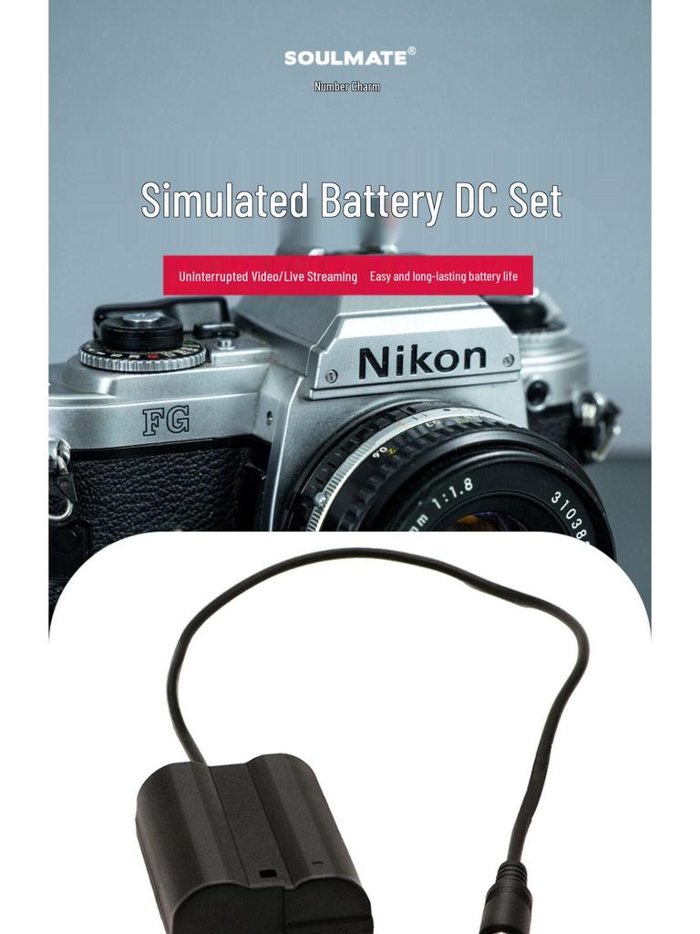 8-bit Charm EN-EL15 Dummy Battery Power Supply for Live Streaming: Compatible with Z5, Z6, Z7, D600, D750.