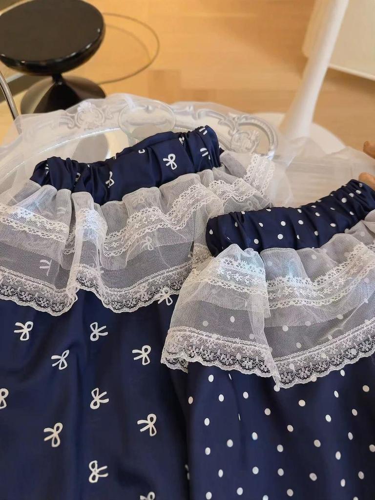 Girls' Polka Dot Lace Bloomers - Summer Pumpkin Patchwork Trousers, Thin Style for Baby