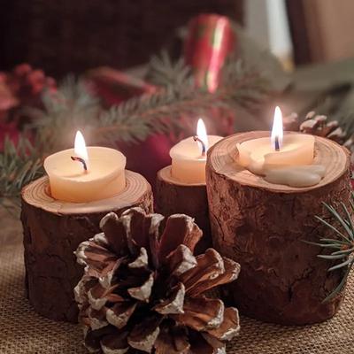 Novo castiçal de madeira redondo suporte de vela decoração de mesa planta vaso de flores bandeja faça você mesmo decorações rústicas de festa de casamento natal