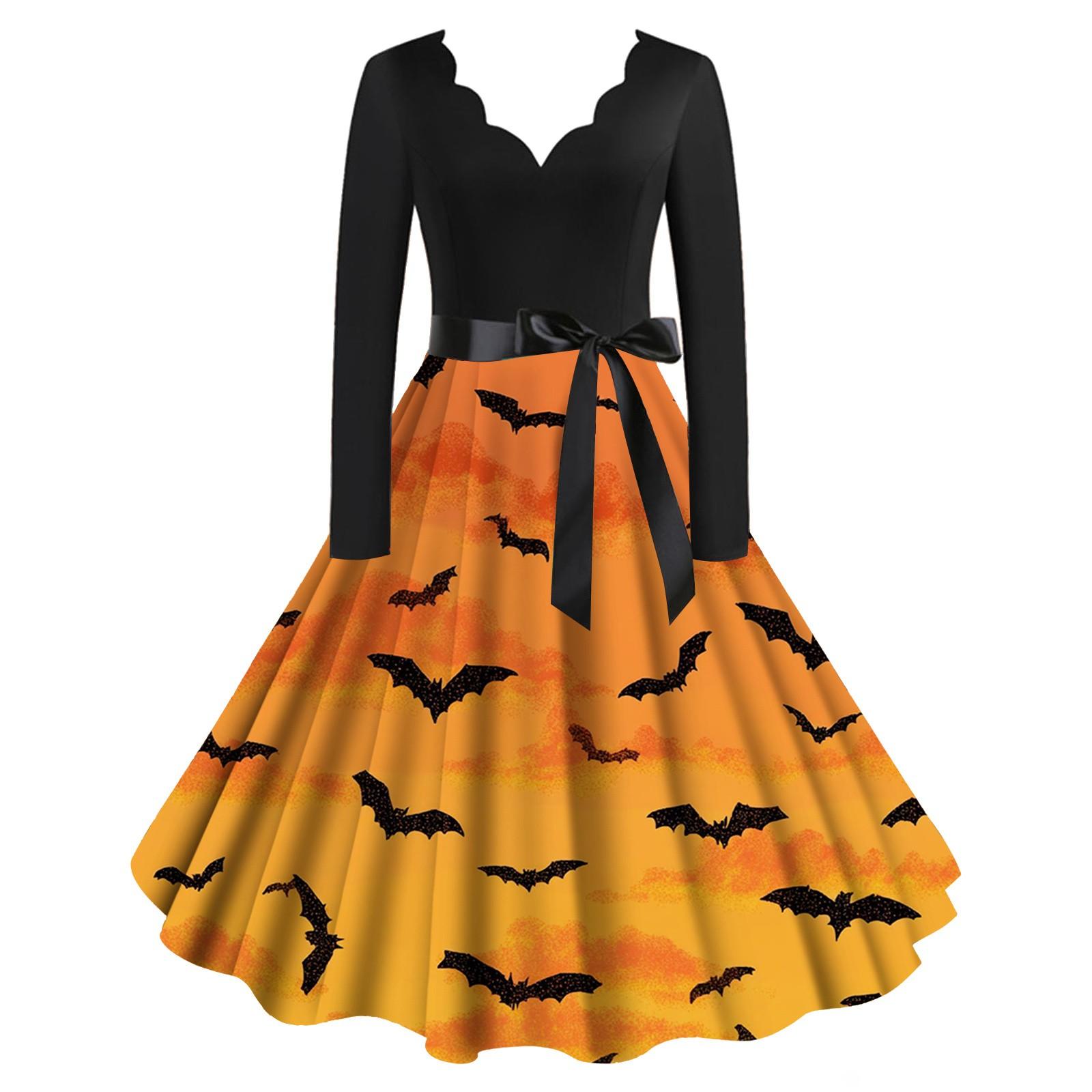 

Жіноча сукня-кльош на Хелловін з довгим рукавом. Повсякденні сукні M