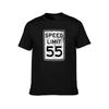 Speed Limit 55 MPH Road Sign Driving Fan Graphic T-Shirt T Shirts for Man Slim Fit Cotton T Shirts Man 100% T-Shirt