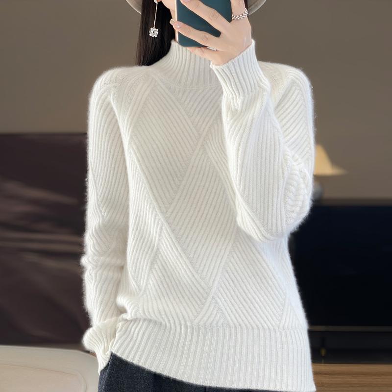 Women's Cashmere Sweater Qinghe Cashmere 30% Cashmere 70% Wool Autumn and Winter Cashmere Pullover Soft and Warm
