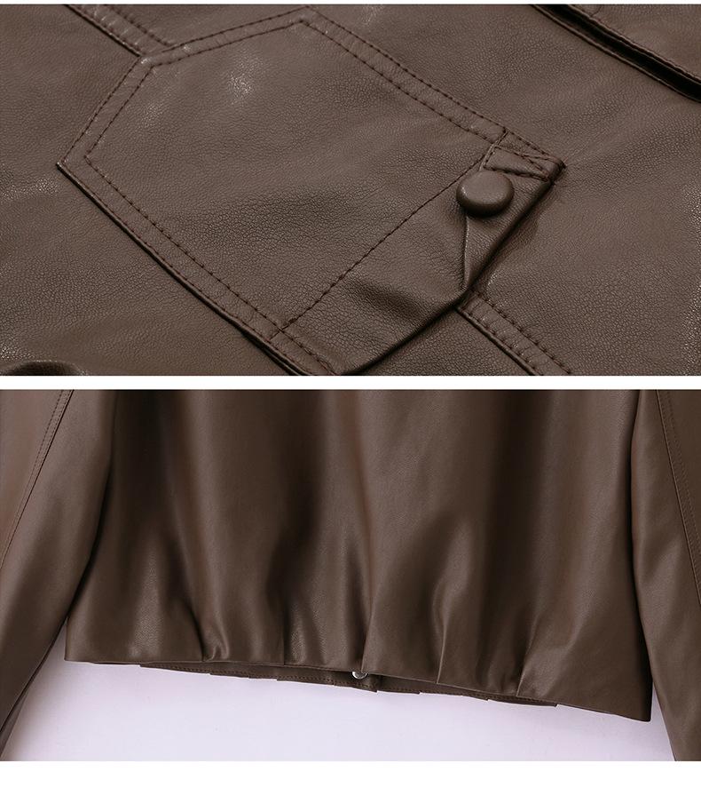 2025 Spring Women's Casual Leather Jacket - Loose, Versatile Lapel Design ZH1163