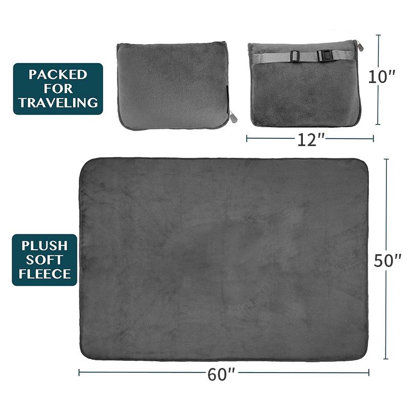 D2 Travel Blanket Pillow Premium Soft Airplane Camping Blanket with Soft Bag Pillowcase Hand Luggage Sleeve and Backpack Clip