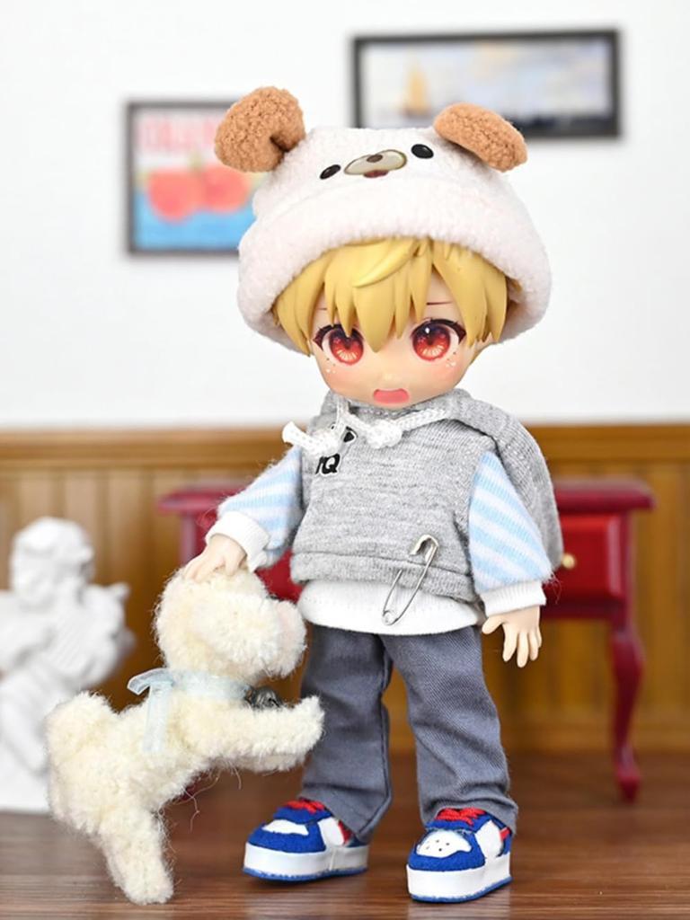 Obitsu 11 OB11 Size Costume for Obitsu Doll 11cm Body Cute Dog Clothes Set Vest Sweatshirt 4 Pieces "PUPPY DIARY"
