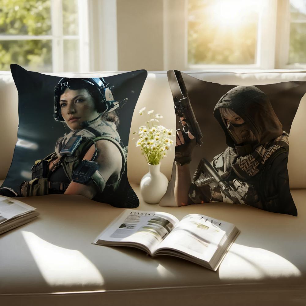 Hot Shooter Game D-Delta Force Cushion Cover Pillowcase Short Plush Invisible Zipper Room Sofa Cushion Cover