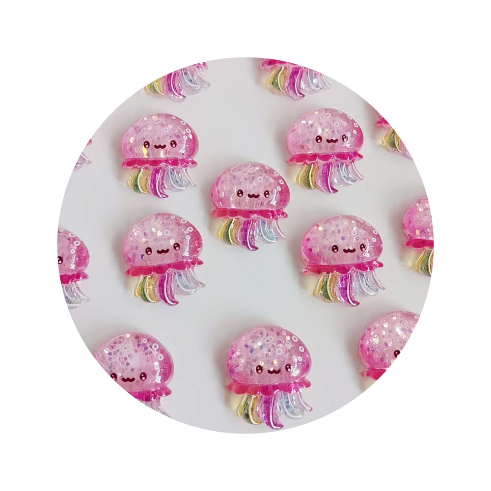 100pcs Kawaii Cartoon Glitter Flatback Resin Cabochons Ocean Sea Animals Embellishments for Scrapbooking Jewelry Figurines