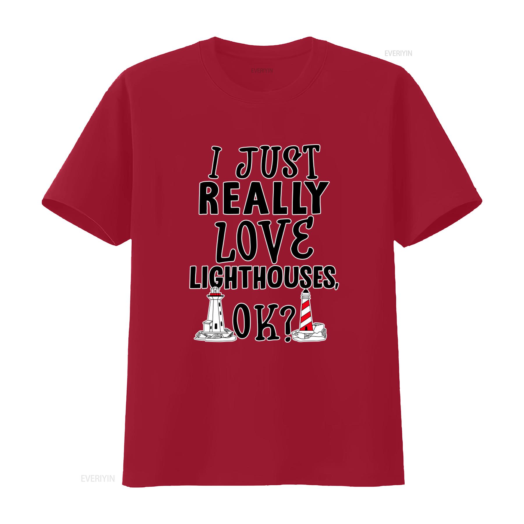 

I Just Really Love Lighthouses OK T Shirt Nautical Lover vintage Washed Casual Comfortable fashion Breathable streetwear S