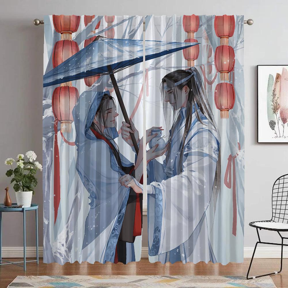 Küchenvorhänge für Kamera Mo Dao Zu Shi Tüll für Schlafzimmerabtrennung Wohnzimmervorhang Mückenschutzvorhänge 2 Stück Jalousien