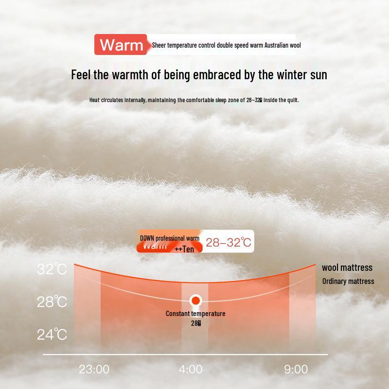 Wool Mattress Pad: Thick Lambswool Blanket for Winter Bedding