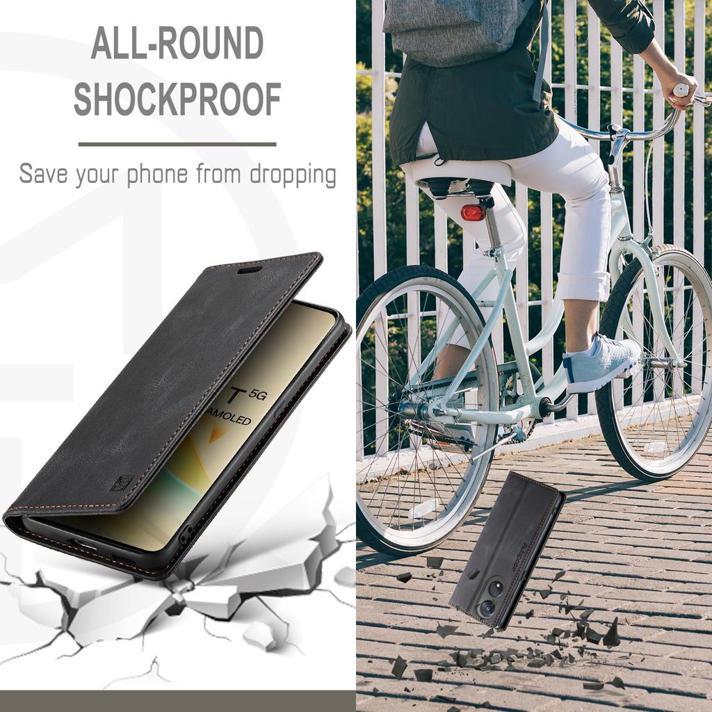 For Oppo Reno8 T 5G Wallet Case AUTSPACE A01 Leather Stand Cover with RFID Blocking Card Holder