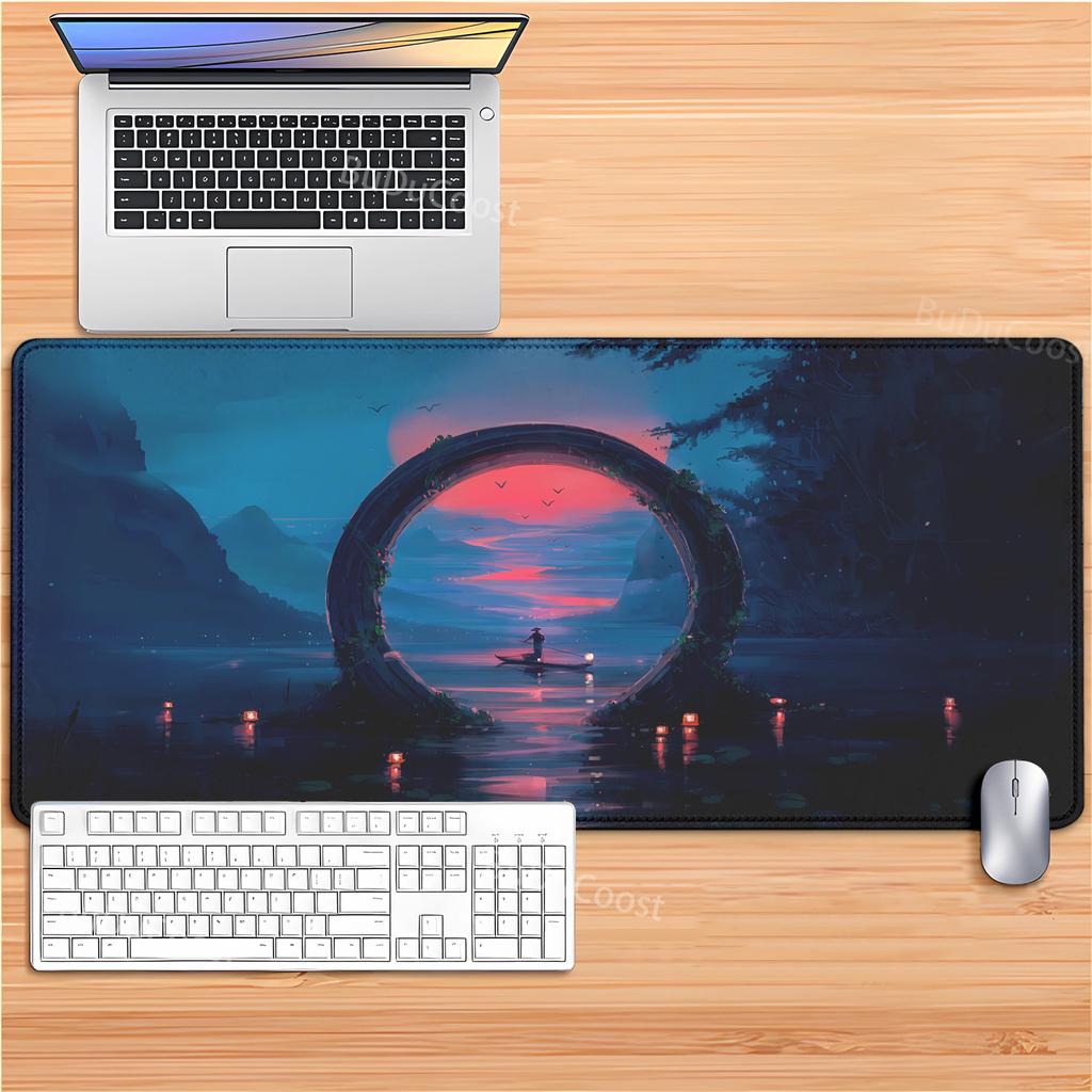 Laptop Gamer mousepad landscape mountain sunset racecar cartoon mouse pad Large Rug Locking Edge Keyboard Desk Mat for CSGO LOL