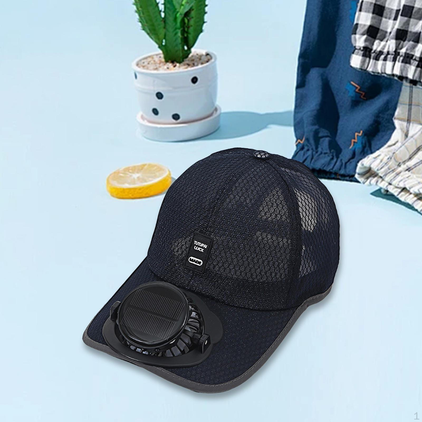 

Шляпы со съемным вентилятором и встроенной солнцезащитной шляпой для кемпинга и велоспорта темно-синий