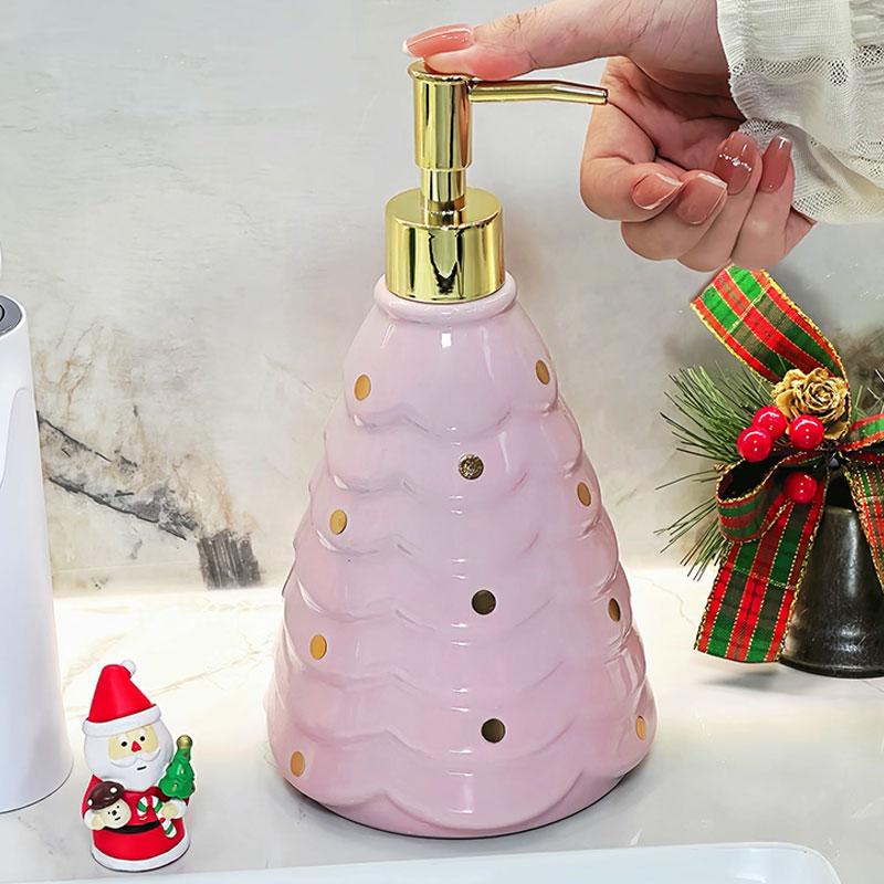 750ml Soap Dispenser Creative Christmas Tree Lotion Ceramic Bottle Household Toilet Press Shampoo Separate Bottle  Cup Dispenser