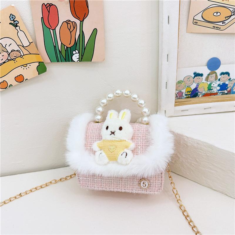 

Милая мини мультяшная плюшевая сумка-цепочка для девочек с бусинами модных цветов для повседневного использования Pink