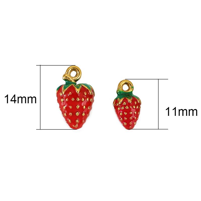 2pcs Never Fade PVD Stainless Steel Earrings Charms Necklace Pendants Fruit Strawberry Charms for DIY Findings Jewelry Making