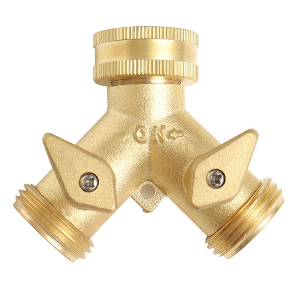 Dual-Outlet Brass Faucet Irrigation Ball Valve Adapter Garden Tap Hose Splitter 2 Ways Faucet Adapter Fitting 3/4" US/EU