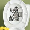 Creative Eco Friendly PVC Personality Zebra Playing Phone In Toilet Wall Sticker Removable Waterproof Self Adhesive Toilet Decor Sticker